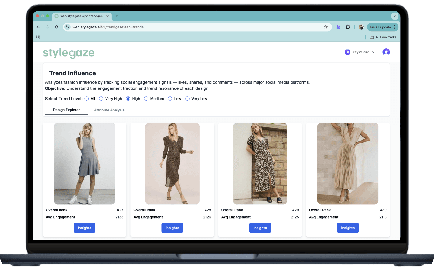 StyleGaze AI dashboard